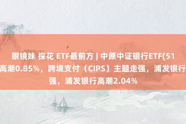 眼镜妹 探花 ETF最前方 | 中原中证银行ETF(515020)早盘高潮0.85%，跨境支付（CIPS）主题走强，浦发银行高潮2.04%