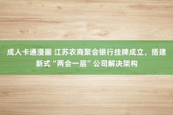 成人卡通漫画 江苏农商聚会银行挂牌成立，搭建新式“两会一层”公司解决架构